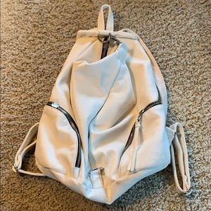 Crown Vintage White Faux Leather Backpack